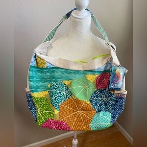 Paul Brent nwt Colorful Beach Umbrella Tote Bag